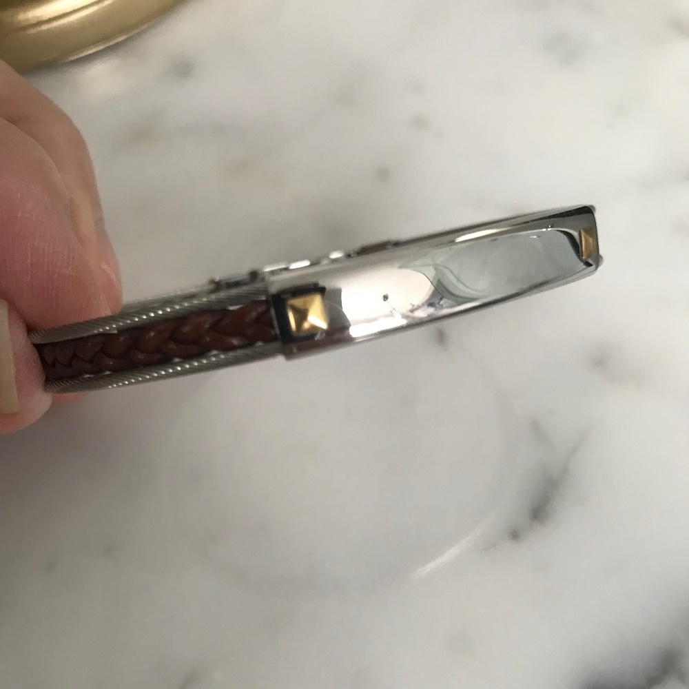 Mens Sterling silver and leather bracelet